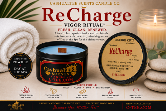 Bougie à mèche en bois ReCharge 8 oz