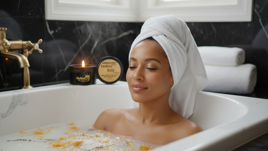 Self Care Gift Set Cashual Reflections Wk 1 – Comfort Candle & Bloom & Still Bath Salts – Grounding Spa Ritual Bundle