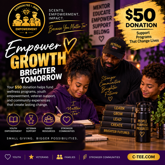 $50 JEMS Empowerment donation supporting youth empowerment, veterans, families, wellness programs, and stronger communities.