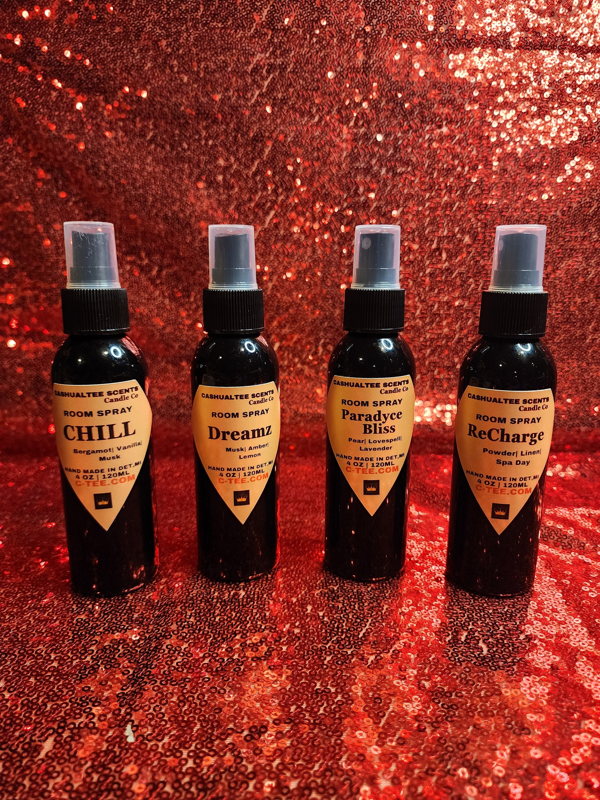 A room spray with a label that says ROOM LINEN CAR ODOR ELIMINATOR SPRAY