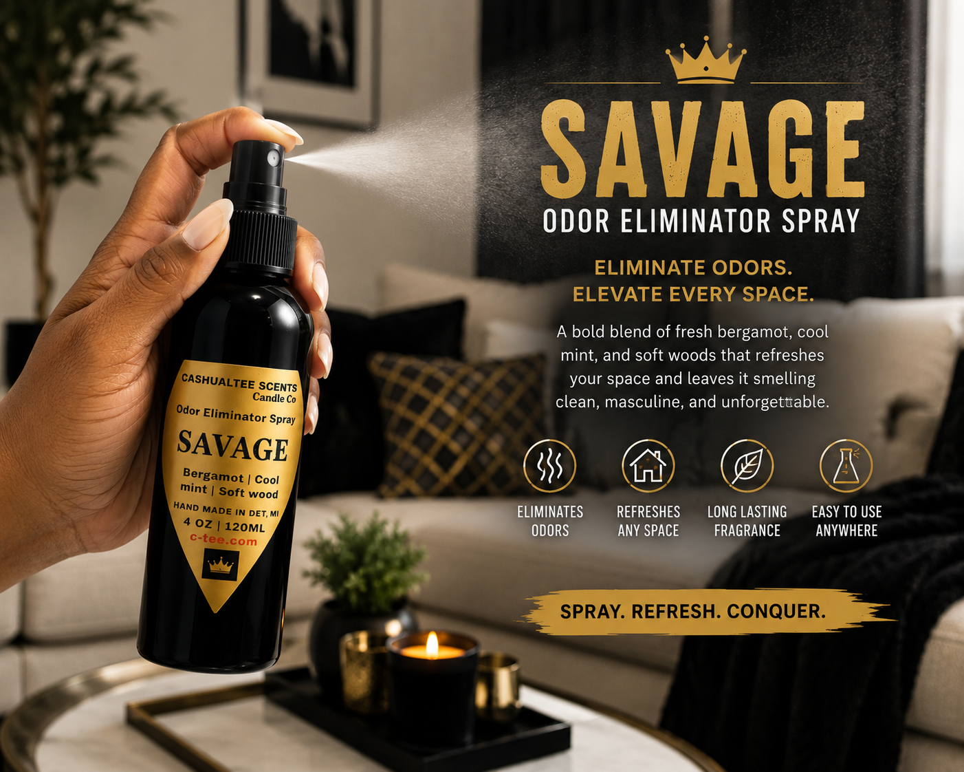 SAVAGE™ Odor Eliminator Spray 4 oz | Fresh • Cool • Masculine