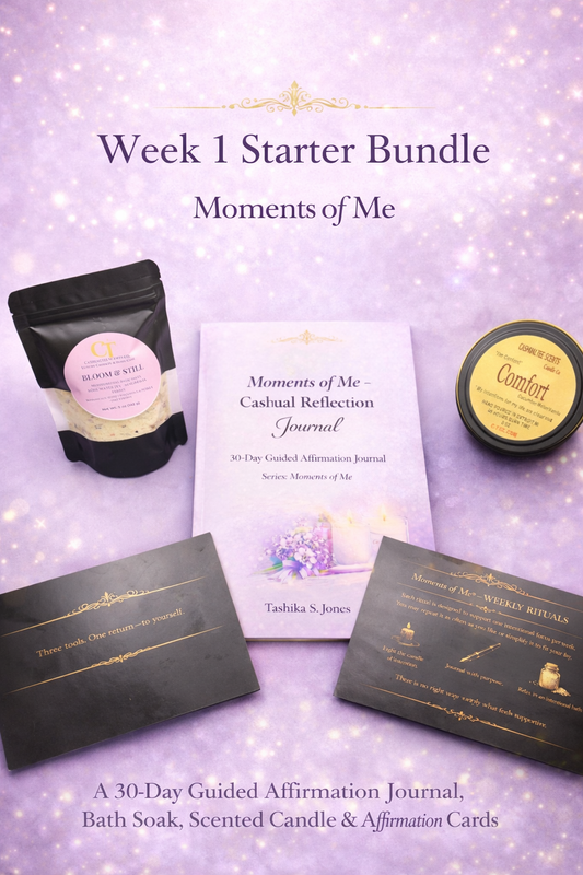 Moments of Me® Cashual Reflections Ritual Bundle – Starter Kit Includes Self-Care Journal, Candle & Bath Salt Gift Set - Most Popular