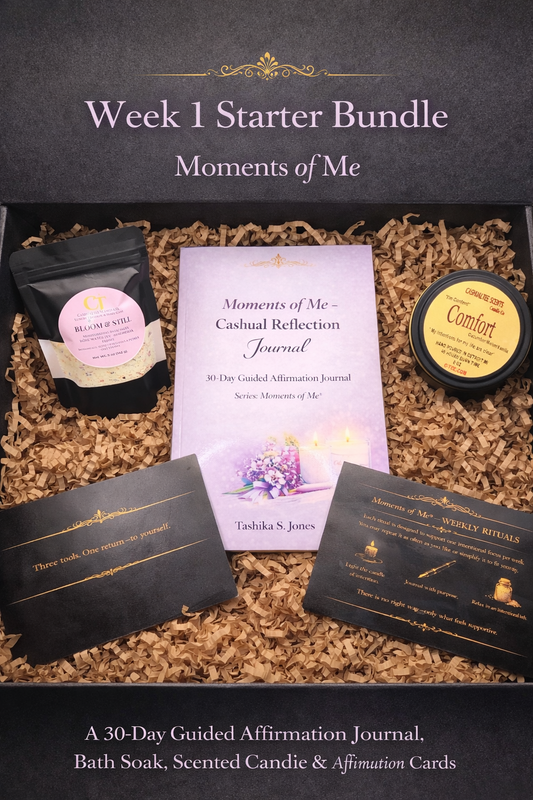 Moments of Me® Cashual Reflections Ritual Bundle – Starter Kit Includes Self-Care Journal, Candle & Bath Salt Gift Set - Most Popular