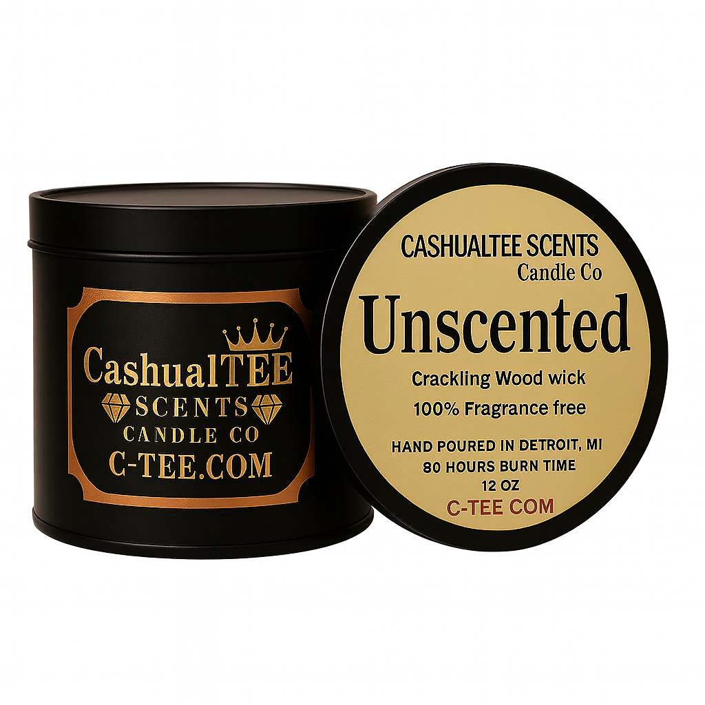 Unscented Coconut Wax Tin Candle - 12 oz - 100% Hand-poured in USA, Unscented | All Natural Hand made with Dual Wooden Wicks