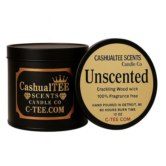 Unscented Coconut Wax Tin Candle - 12 oz - 100% Hand-poured in USA, Unscented | All Natural Hand made with Dual Wooden Wicks